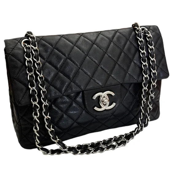 💎✨BEAUTIFUL✨💎 Chanel Quilted CC Caviar Leather Black Chain Shoulder … - Picture 3 of 17